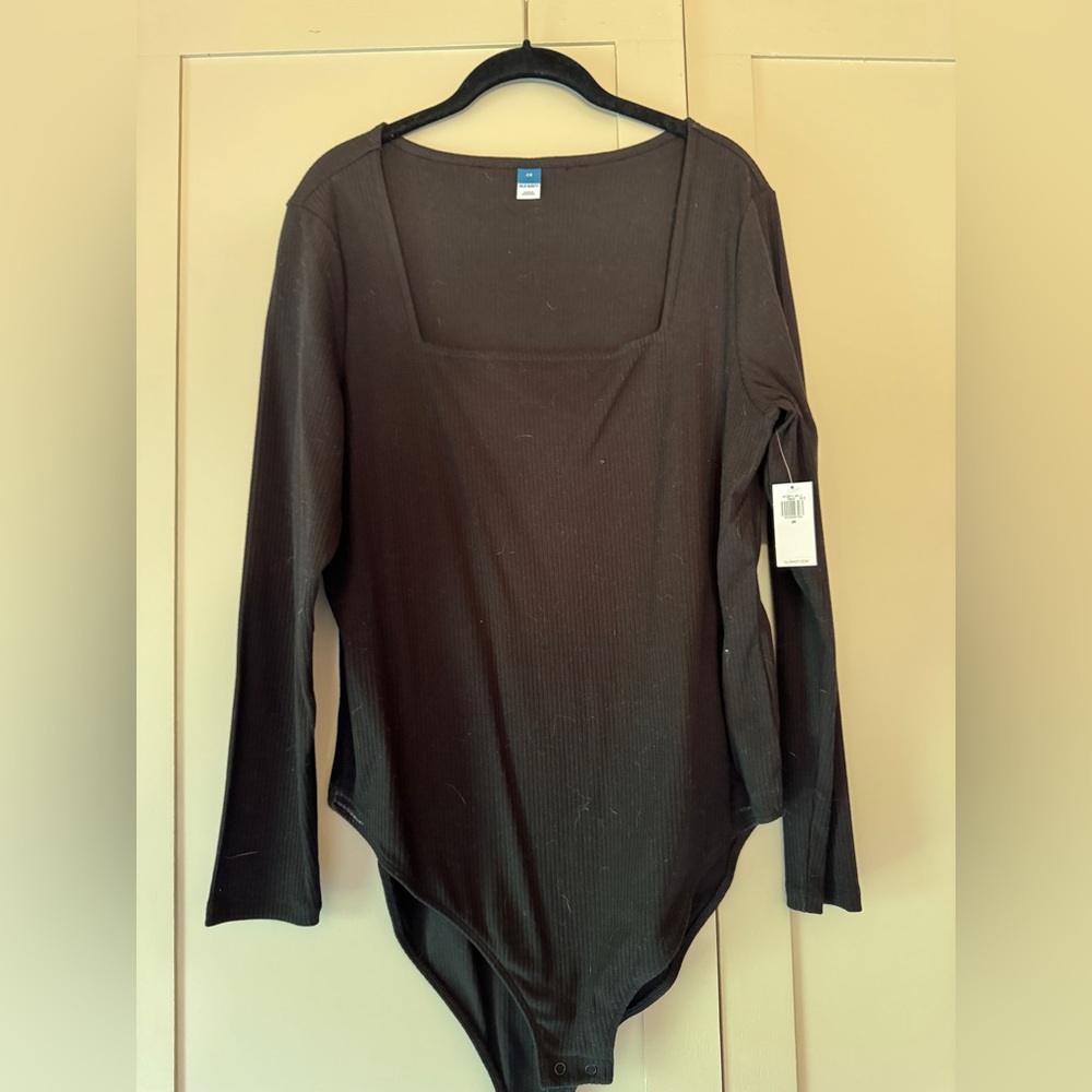 Old Navy Square Neck Ribbed Bodysuit - Black